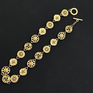 Vintage 80s Givenchy Statement Gold Medallion Disc Link Toggle Bracelet 17in